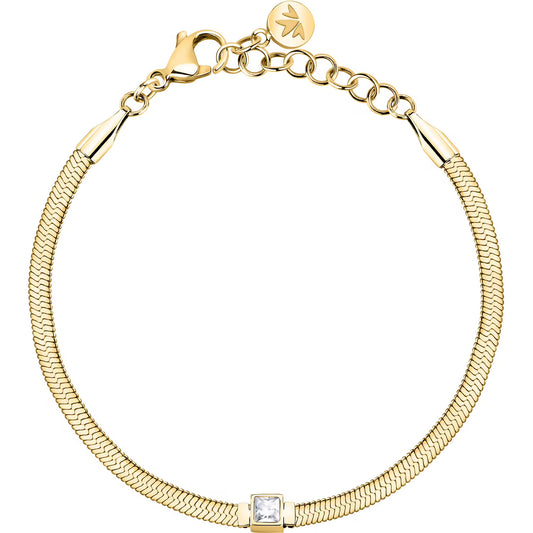 Morellato Gioia Gold Stainless Steel Chain Bracelet with White Crystals – 16 + 3 cm – SAVY36