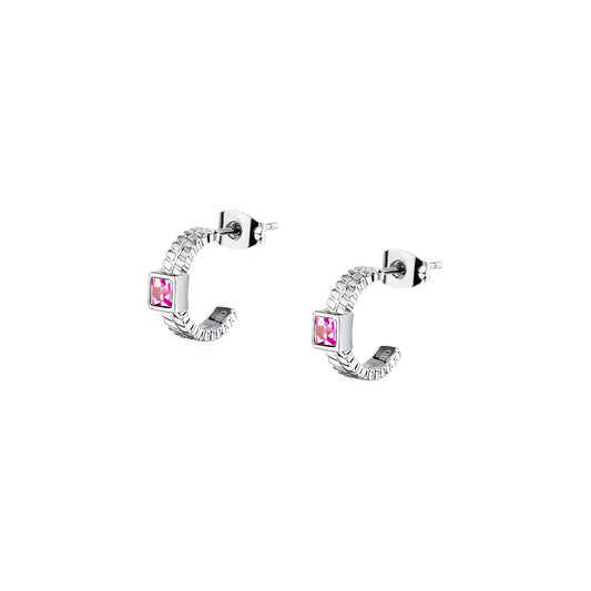 Morellato Gioia Stainless Steel Hoop Earrings with Crystal – 1.3 cm - SAVY43