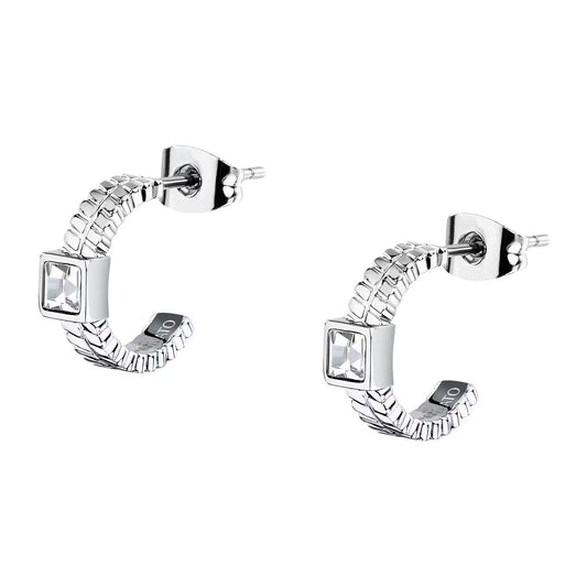 Morellato Gioia Stainless Steel Hoop Earrings with Crystal – 1.3 cm – SAVY44