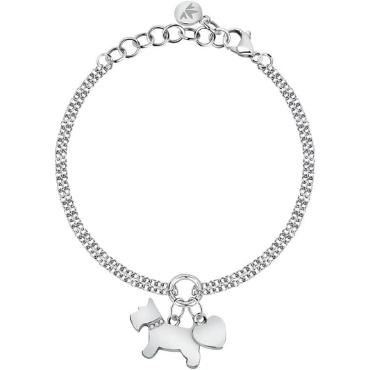 Morellato Mascotte Stainless Steel Bracelet with Dog & Heart Charms and Crystals – 16 + 3 cm – SAVL14