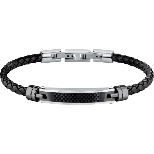 Morellato Moody Stainless Steel & Black Leather Bracelet – 19.5 + 1.5 cm – SQH59