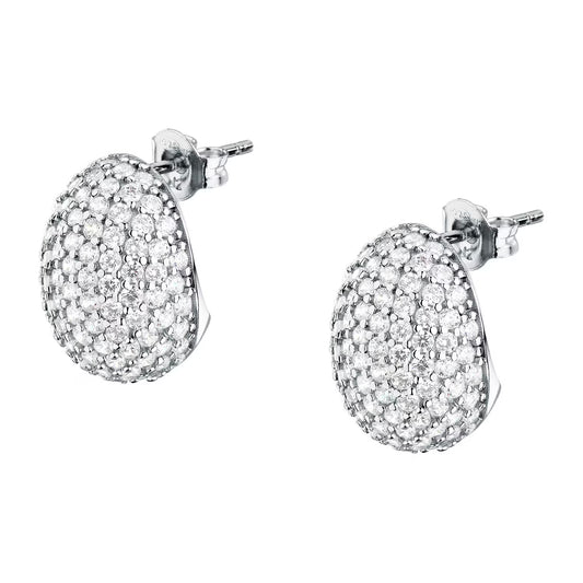 Morellato Pavé Rhodium-Plated Sterling Silver Earrings with White Cubic Zirconia – SAZB16