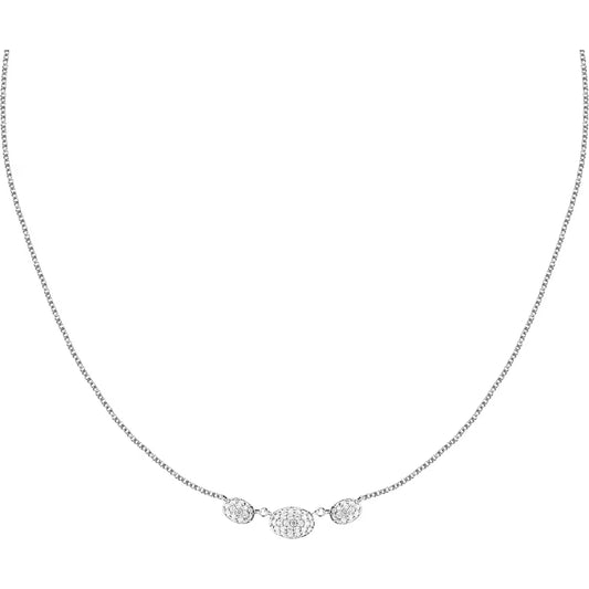 Morellato Pavé Rhodium-Plated Sterling Silver Necklace with White Cubic Zirconia – 38 + 7 cm – SAZB03