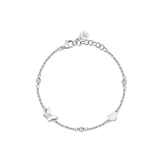 Morellato Talismani Stainless Steel Bracelet with Butterfly and Heart Charms – 16+3 cm