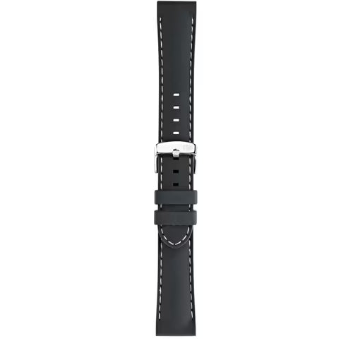 Morellato Technorubber Carezza Black Silicone Rubber Watch Strap with White Stitching – 20 mm – A01U3844187019CR20