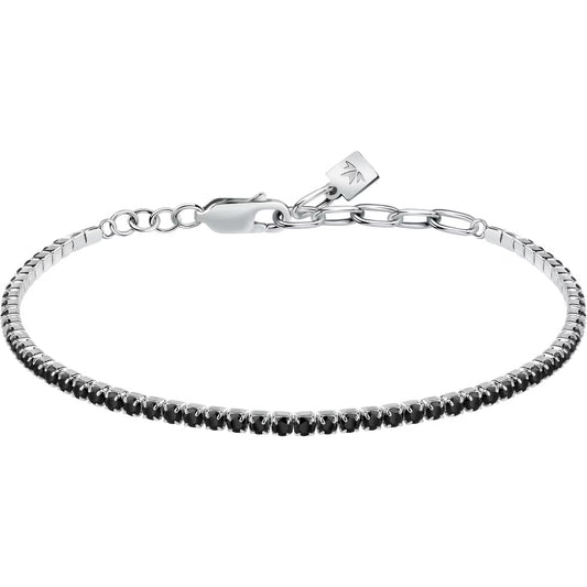 Morellato Rhodium-Plated Sterling Silver Tennis Bracelet with Black Cubic Zirconia – 18+3.5 cm – SATT14