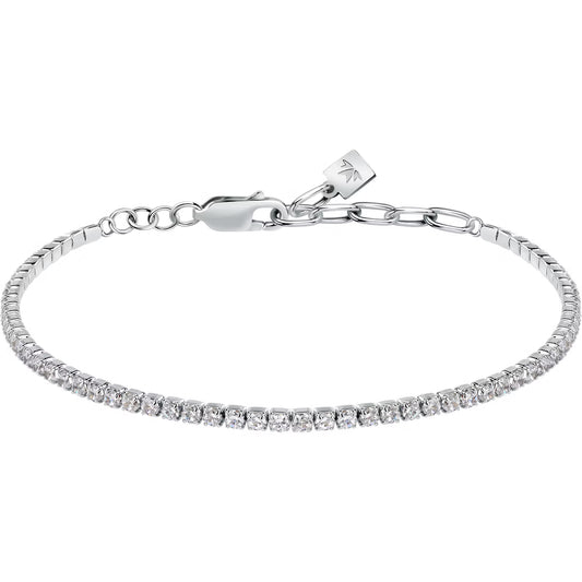 Morellato Rhodium-Plated Sterling Silver Tennis Bracelet with White Cubic Zirconia – 18+3.5 cm – SATT15