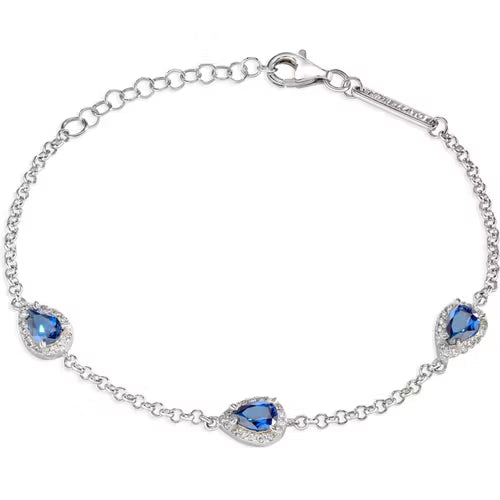 Morellato Duchessa Rhodium-Plated Sterling Silver Tennis Bracelet with Blue Cubic Zirconia – 19 cm – SAIW11