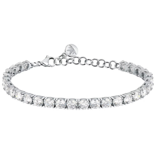 Morellato Tesori Rhodium-Plated Sterling Silver Tennis Bracelet with White Cubic Zirconia – 16 + 3 cm – SAIW124