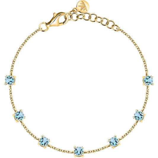 Morellato Tesori Gold-Plated Sterling Silver Bracelet with Light Blue Cubic Zirconia – 16+3 cm – SAIW305