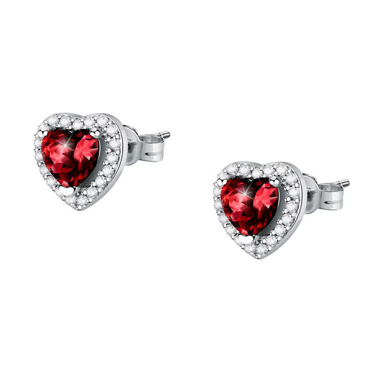 Morellato Nobile Rhodium-Plated Sterling Silver Stud Earrings with Red Cubic Zirconia – SAIW135