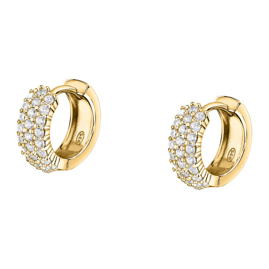Morellato Tesori Gold-Plated Sterling Silver Hoop Earrings with White Cubic Zirconia – Ø 1.2 cm – SAIW145