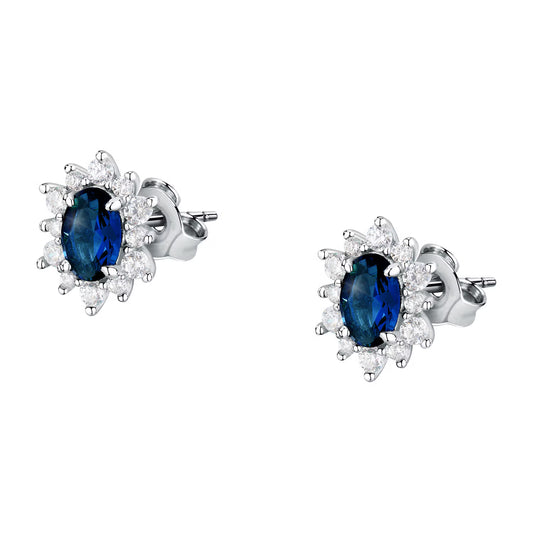 Morellato Duchessa Rhodium-Plated Sterling Silver Stud Earrings with White & Blue Cubic Zirconia – SAIW152
