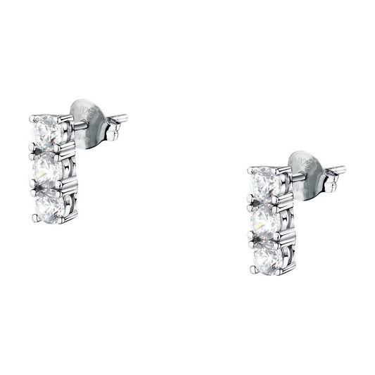 Morellato Tesori Rhodium-Plated Sterling Silver Trilogy Earrings with White Cubic Zirconia – SAIW241