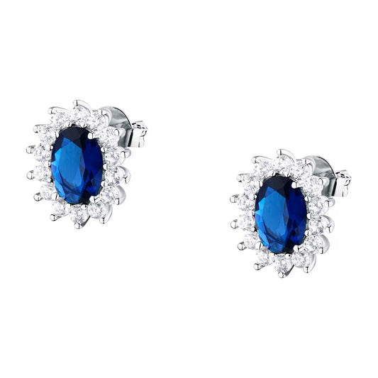 Morellato Duchessa Rhodium-Plated Sterling Silver Earrings with Blue and White Cubic Zirconia – SAIW285