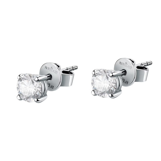 Morellato Tesori Rhodium-Plated Sterling Silver Stud Earrings with White Cubic Zirconia – 0.5 cm – SAIW99