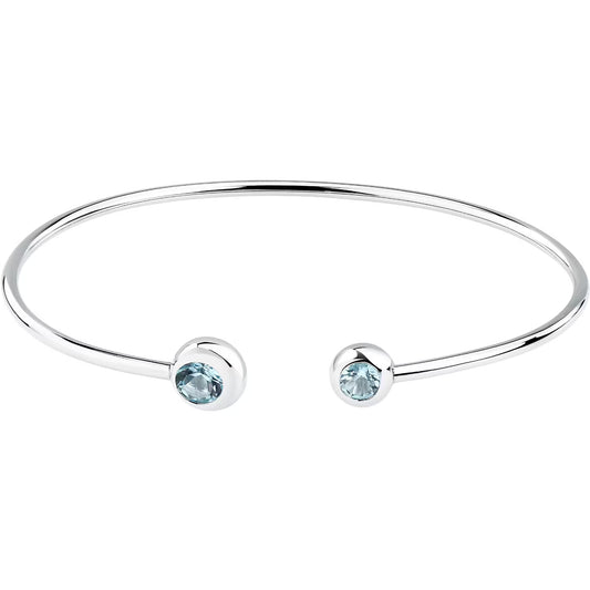 Morellato Tesori Eterni Rhodium-Plated Sterling Silver Bangle with Blue Topaz – 6 x 5 cm – SAXN35