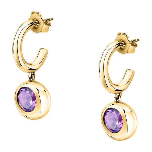 Morellato Tesori Eterni Gold-Plated Sterling Silver Hoop Earrings with Amethyst – SAXN16
