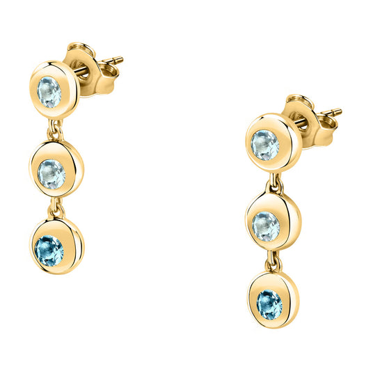 Morellato Tesori Eterni Gold-Plated Sterling Silver Drop Earrings with Blue Topaz – SAXN18