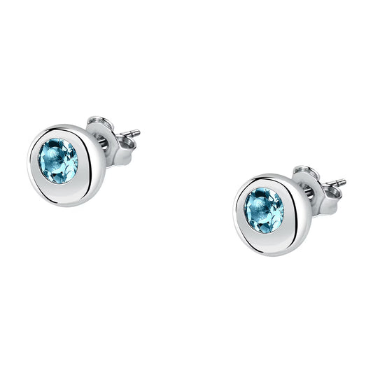 Morellato Tesori Eterni Rhodium-Plated Sterling Silver Earrings with Blue Topaz – SAXN21