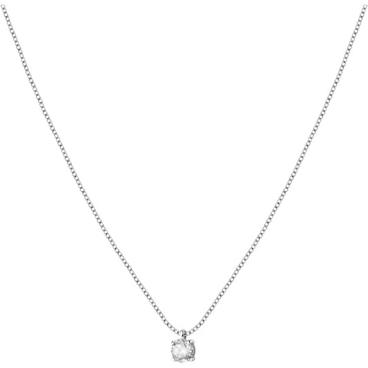Morellato Tesori Rhodium-Plated Sterling Silver Necklace with White Cubic Zirconia – 40 + 5 cm – SAIW98