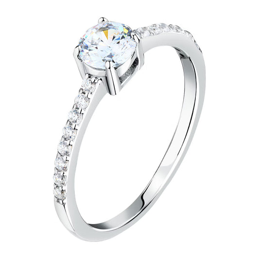 Morellato Tesori Rhodium-Plated Sterling Silver Solitaire Ring with White Cubic Zirconia – Size 16 – SAIW179016
