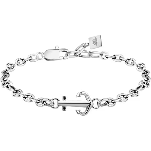 Morellato Versilia Stainless Steel Chain Bracelet with Black Crystals – 18 + 3 cm – SAHB21