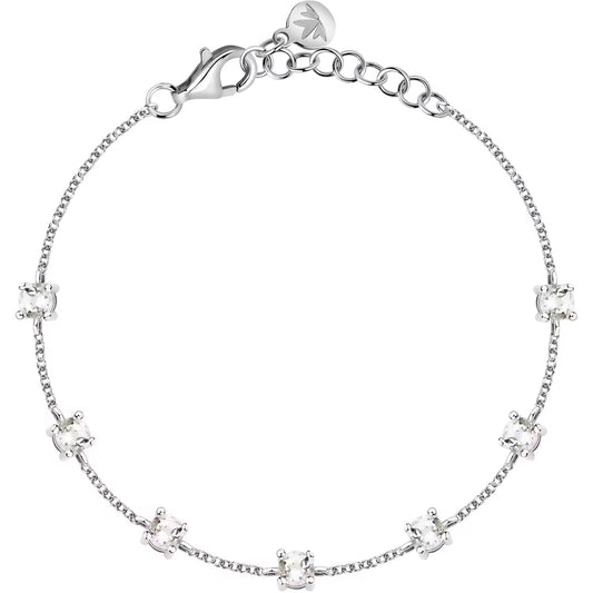 Morellato Luminosa Rhodium-Plated Sterling Silver Bracelet with White Cubic Zirconia – 16+3 cm – SAIW292